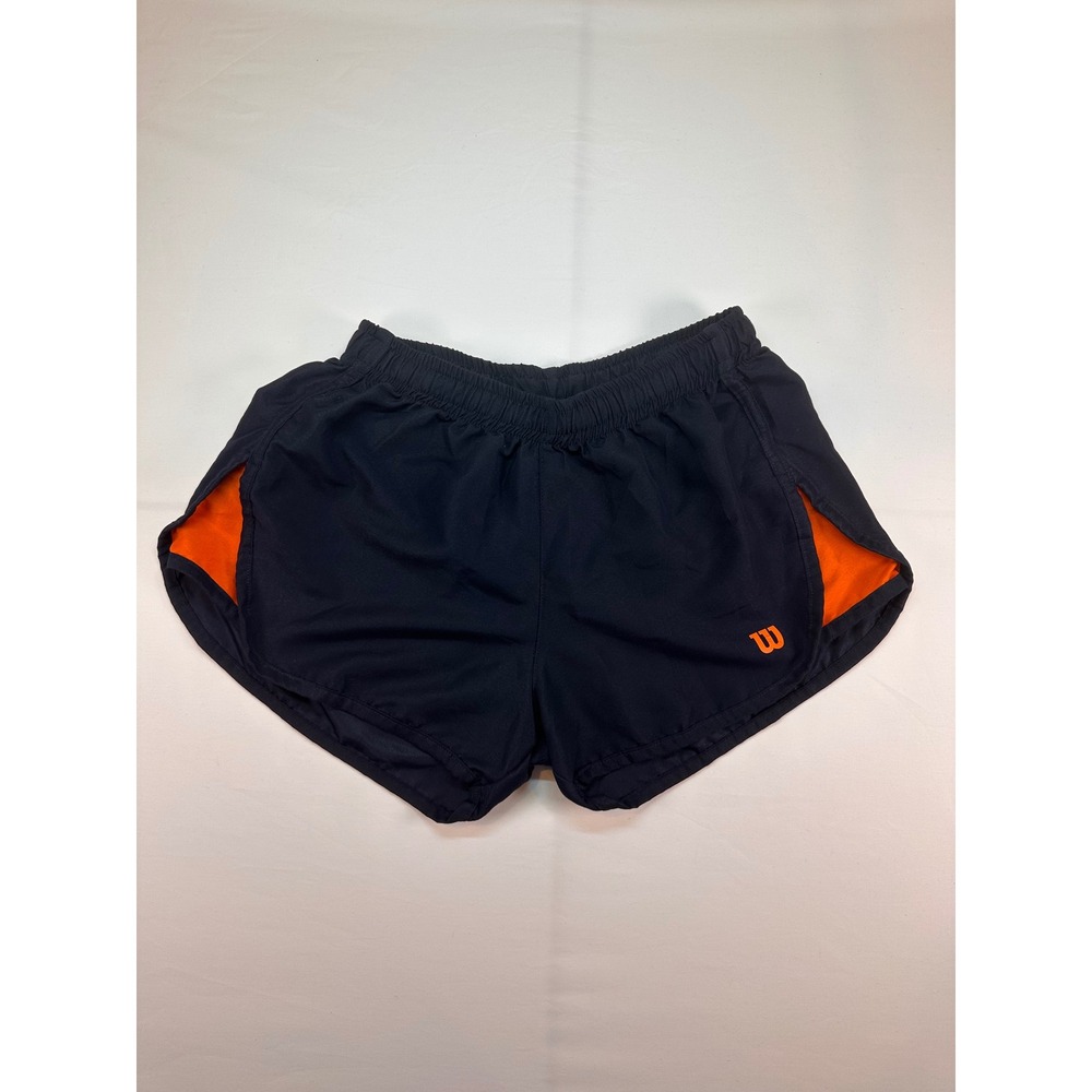 Wilson Womens Navy Blue Orange Athletic Running Shorts Small Dolphin Hem